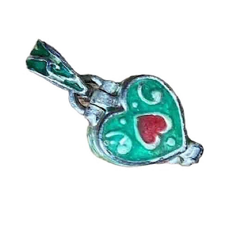 Tibetan Prayer Box Sterling Silver Enameled Wish Box Pendant